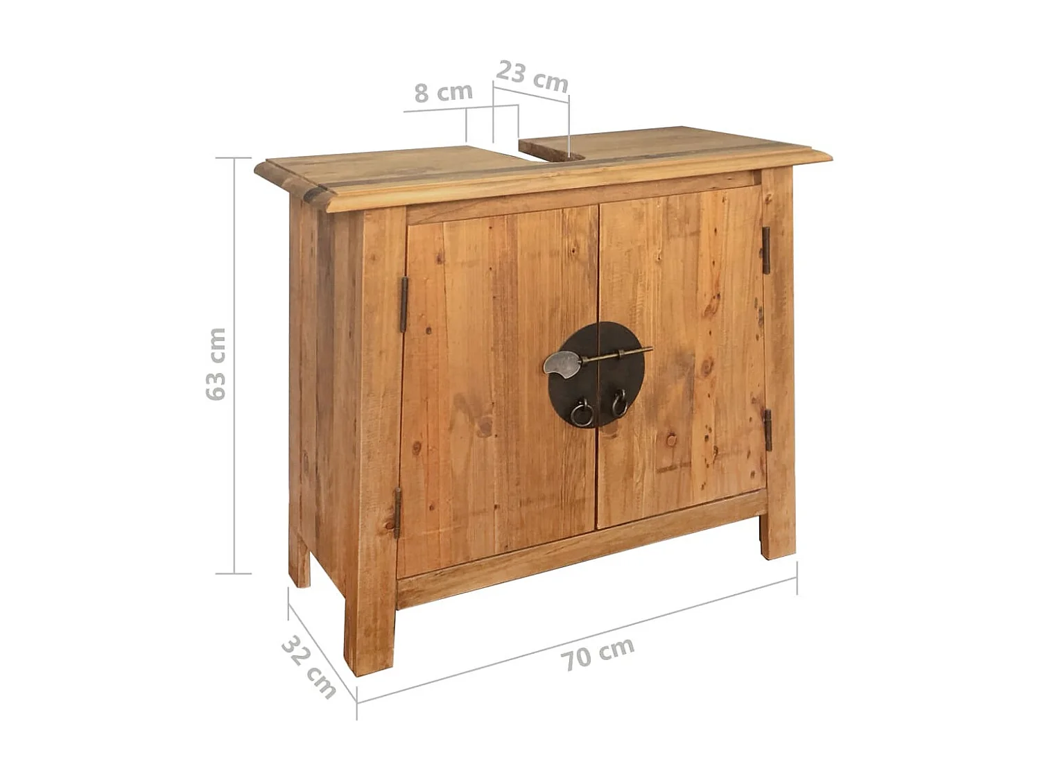 Meuble-lavabo de salle de bain pin massif recyclé 70x32x63