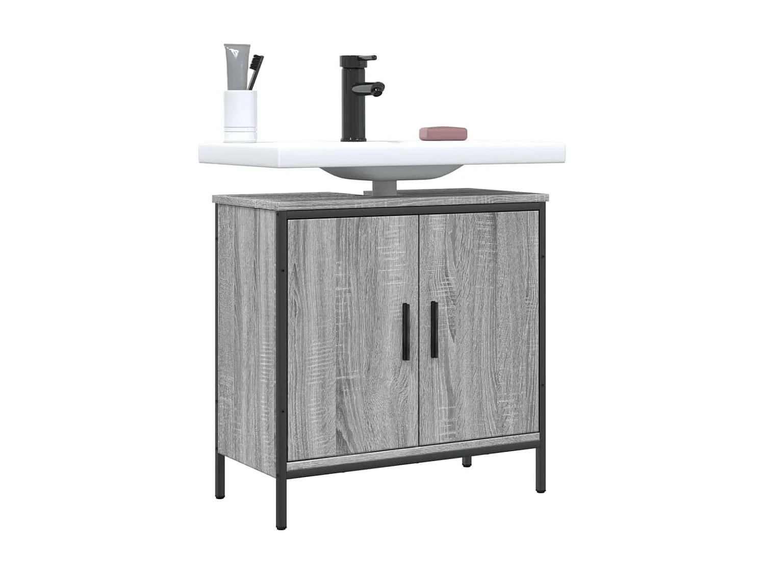 Armoire lavabo de salle de bain sonoma gris 60x30x60