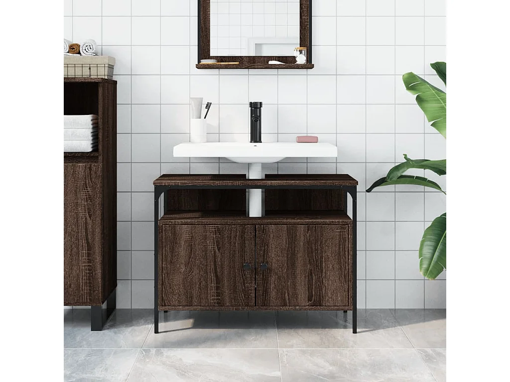 Armoire lavabo de salle de bain chêne marron 60x30x60