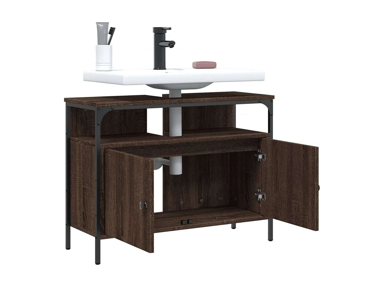 Armoire lavabo de salle de bain chêne marron 60x30x60