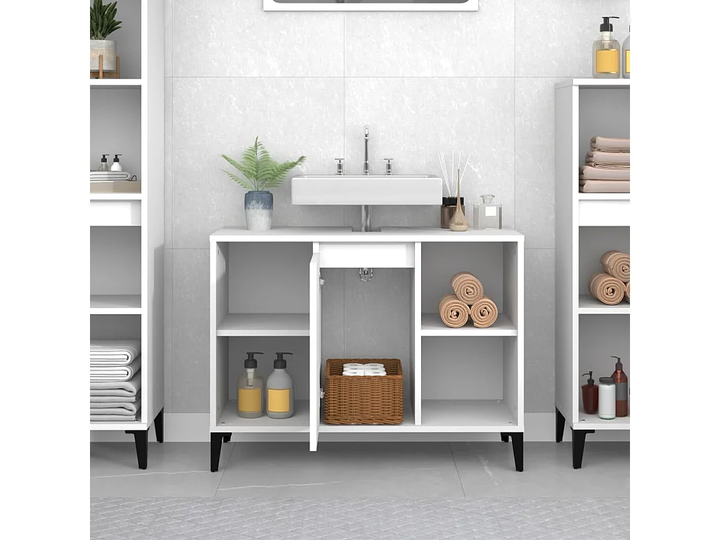 Meuble d'évier blanc 80x33x60 bois d'ingénierie