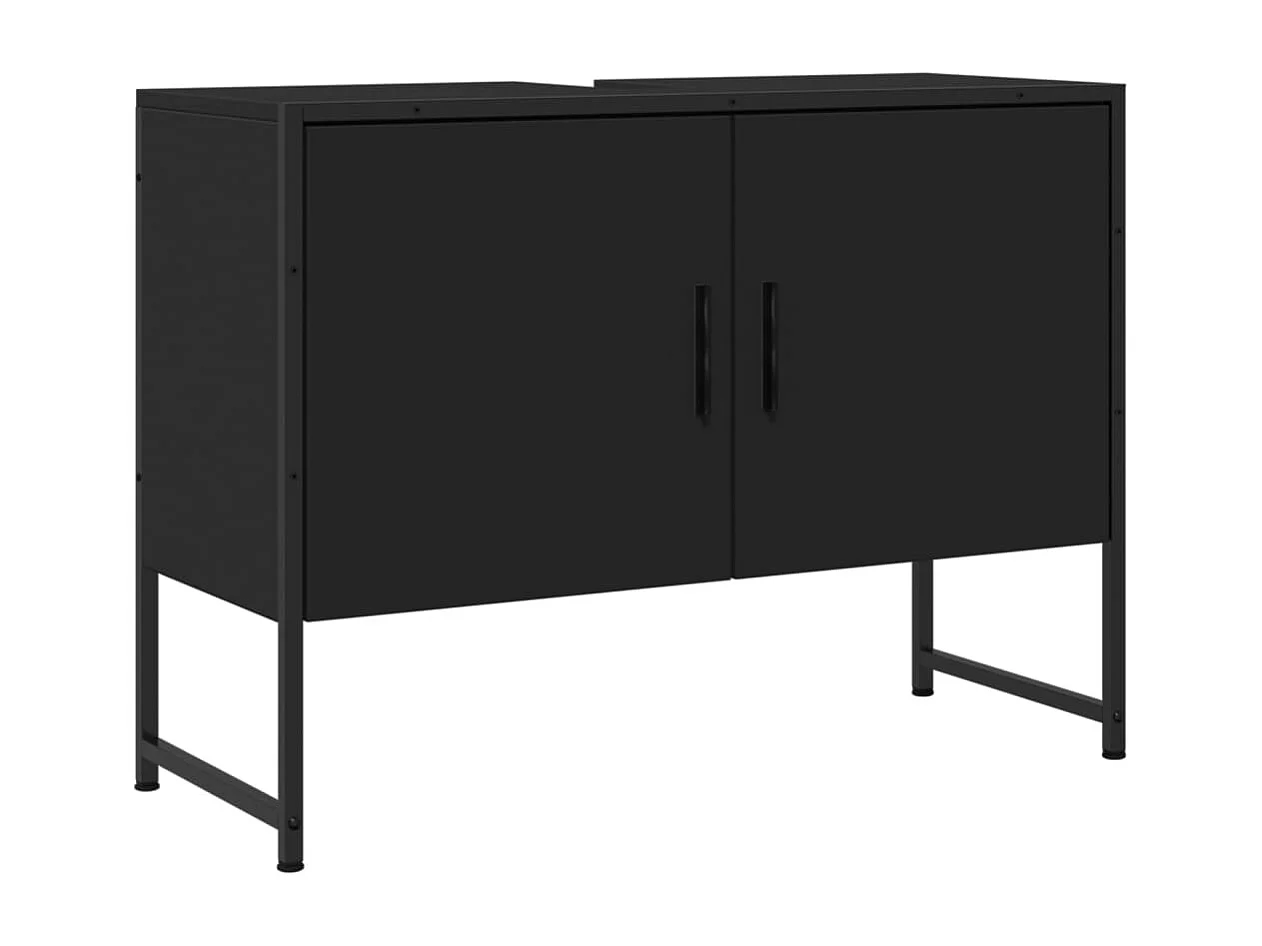 Armoire lavabo de salle de bain noir 80x33x60 bois ingénierie