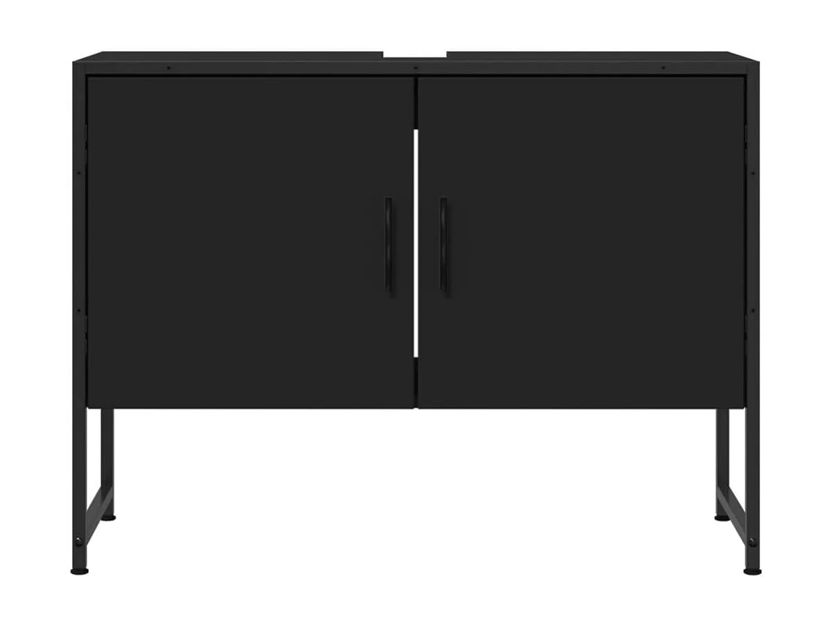 Armoire lavabo de salle de bain noir 80x33x60 bois ingénierie