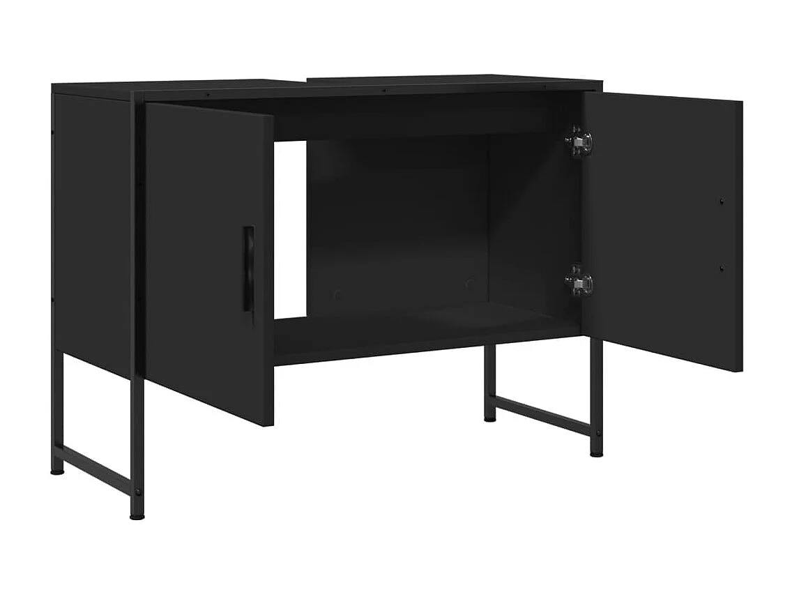 Armoire lavabo de salle de bain noir 80x33x60 bois ingénierie