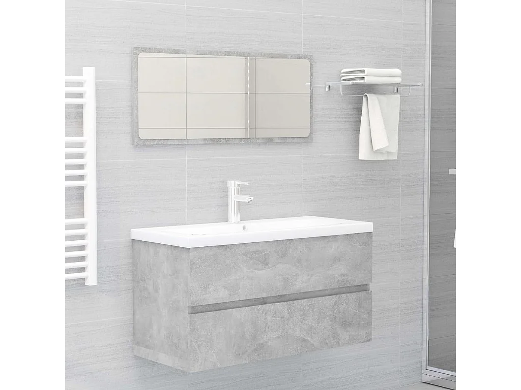 Armoire d'évier Gris béton 90x38,5x45