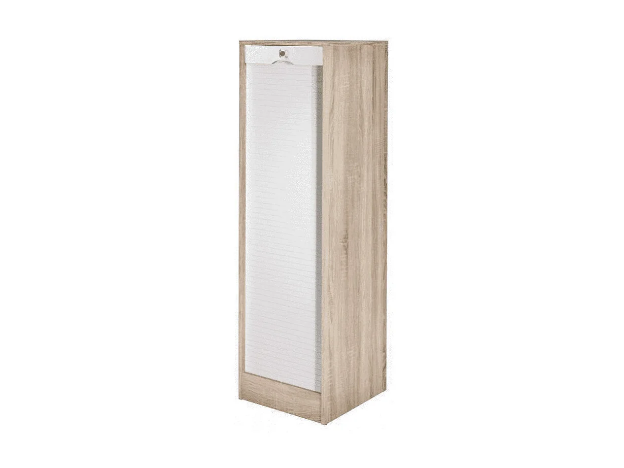 Kantoor licht eiken en witte gordijn archiefkast 140 cm