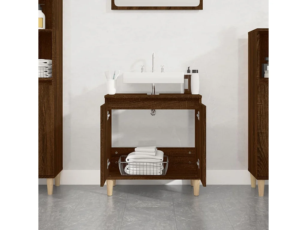 Meuble d'évier chêne marron 58x33x60 bois d'ingénierie