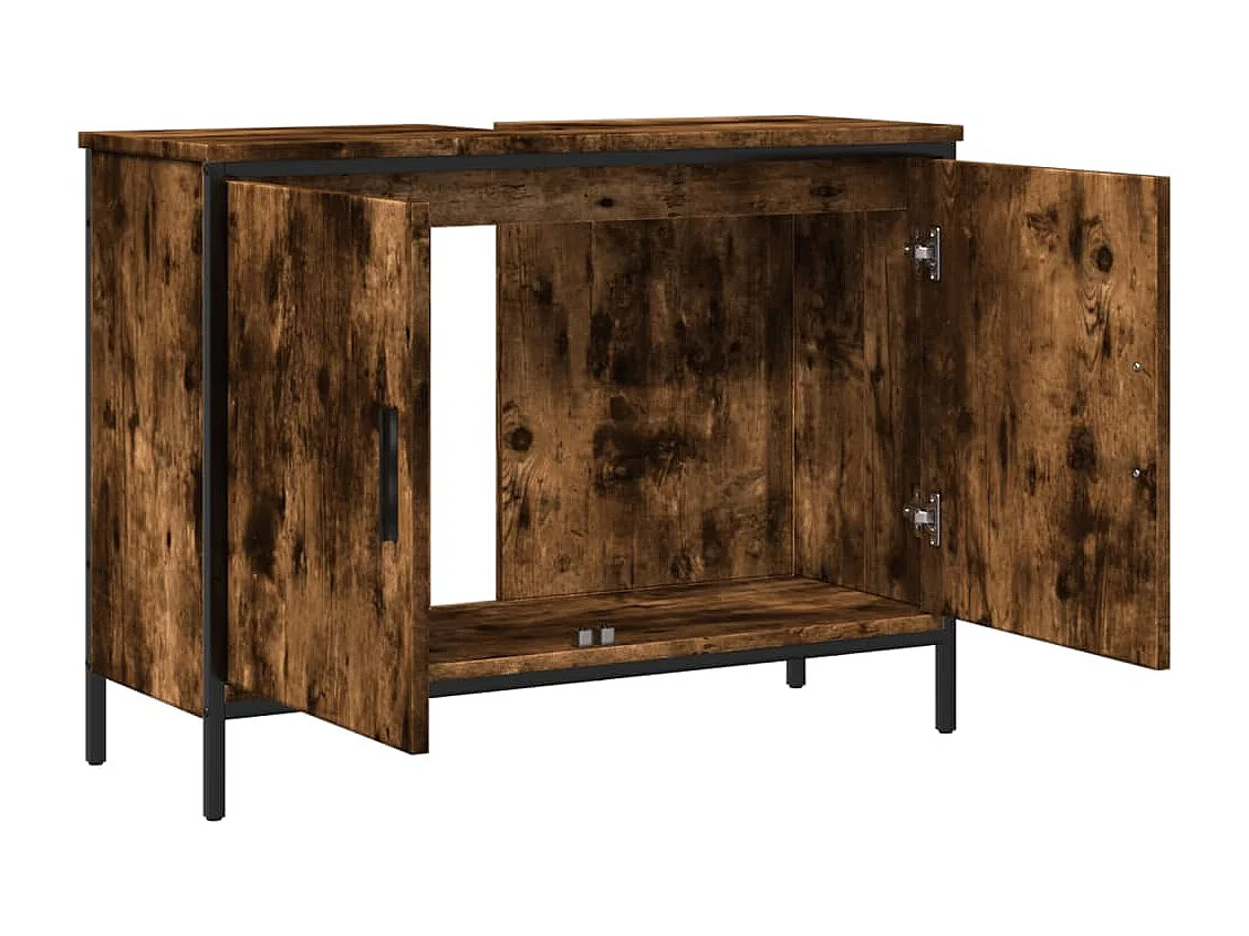 Armoire lavabo de salle de bain chêne fumé 80x30x60