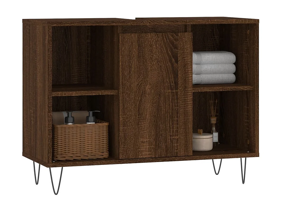 Armoire salle de bain chêne marron 80x33x60 bois d'ingénierie