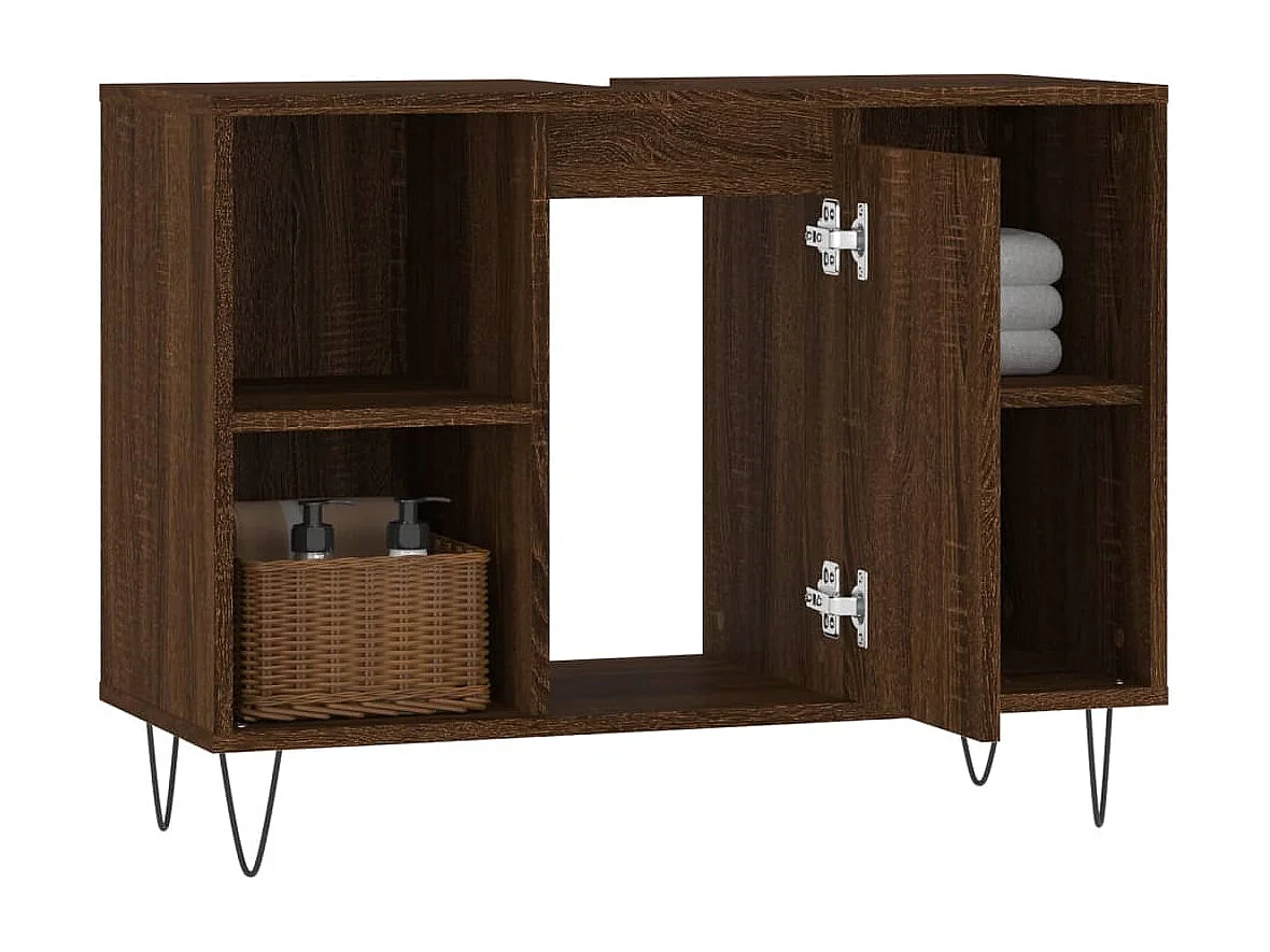 Armoire salle de bain chêne marron 80x33x60 bois d'ingénierie