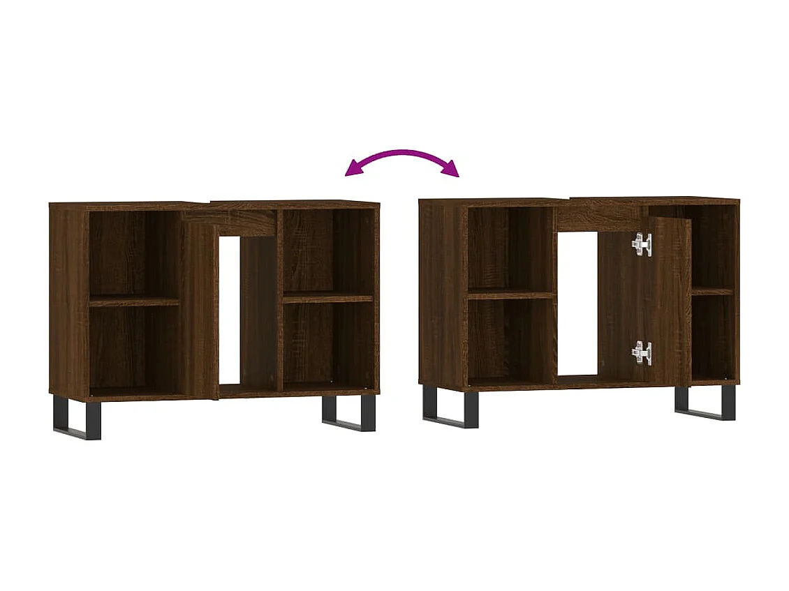 Armoire salle de bain chêne marron 80x33x60 bois d'ingénierie