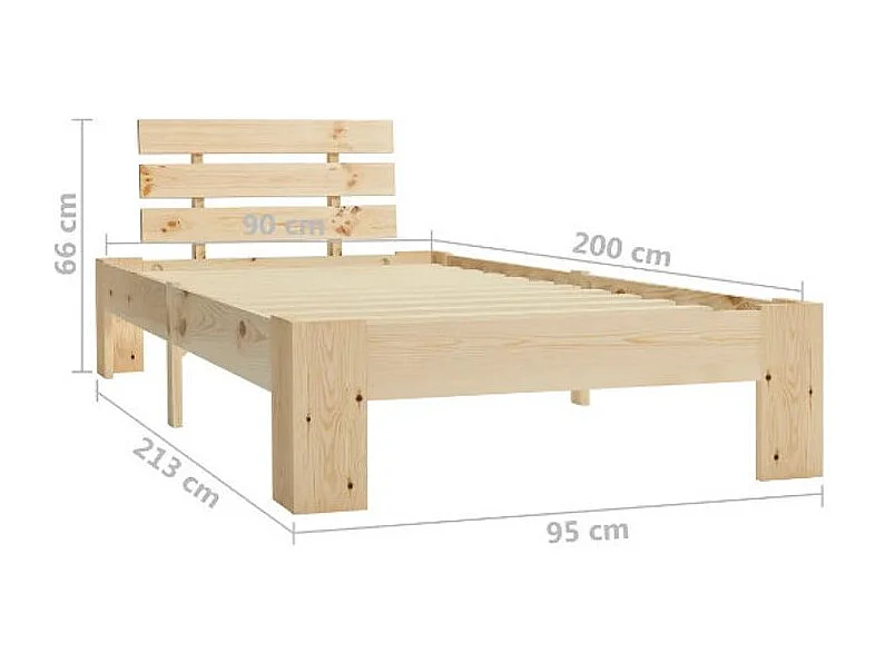 Lit 1 place pin massif clair Cozy 90x200