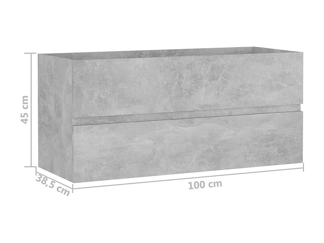 Armoire d'évier Gris béton 100x38,5x45