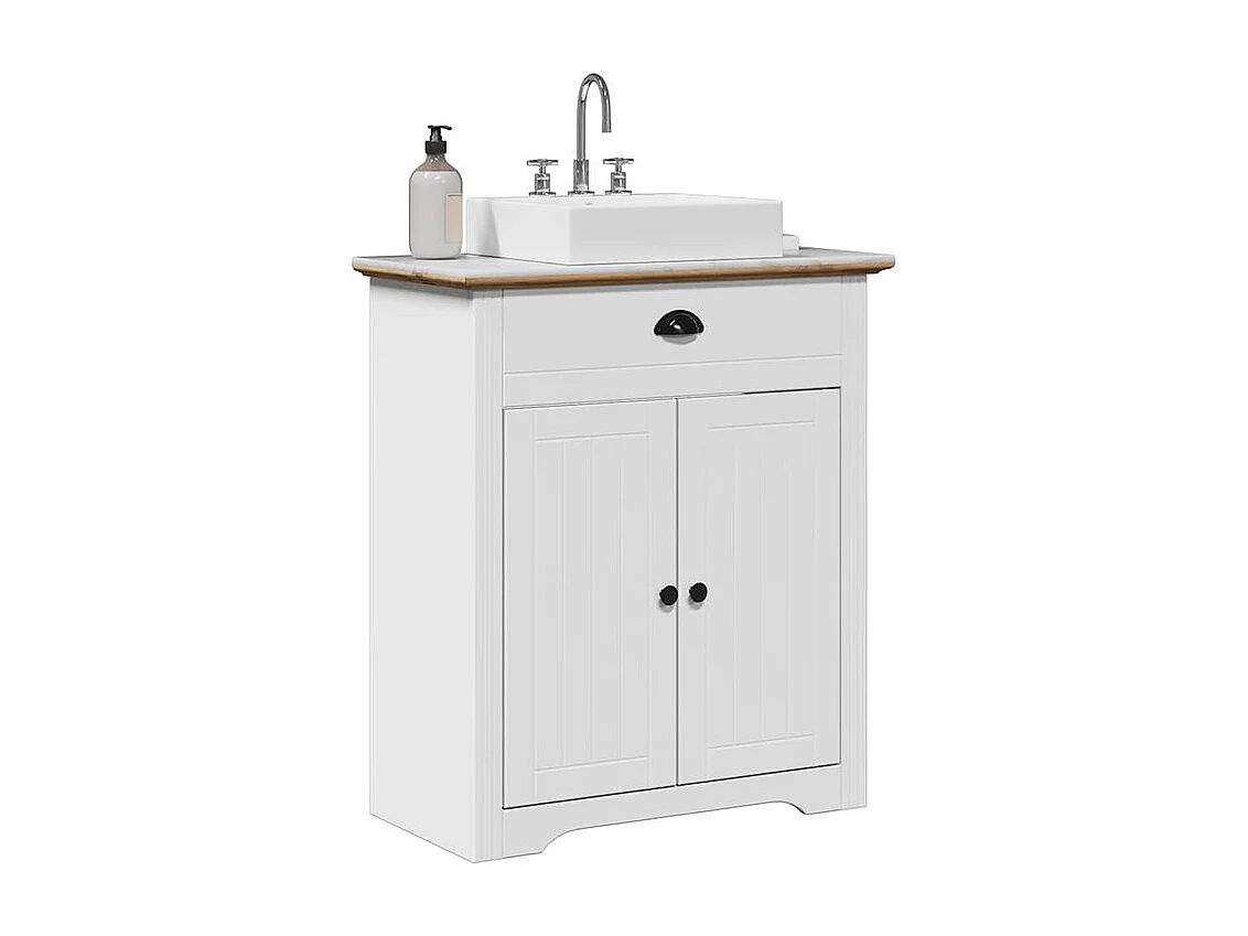 Armoire de lavabo de salle de bain BODO blanc marron 70x35x80