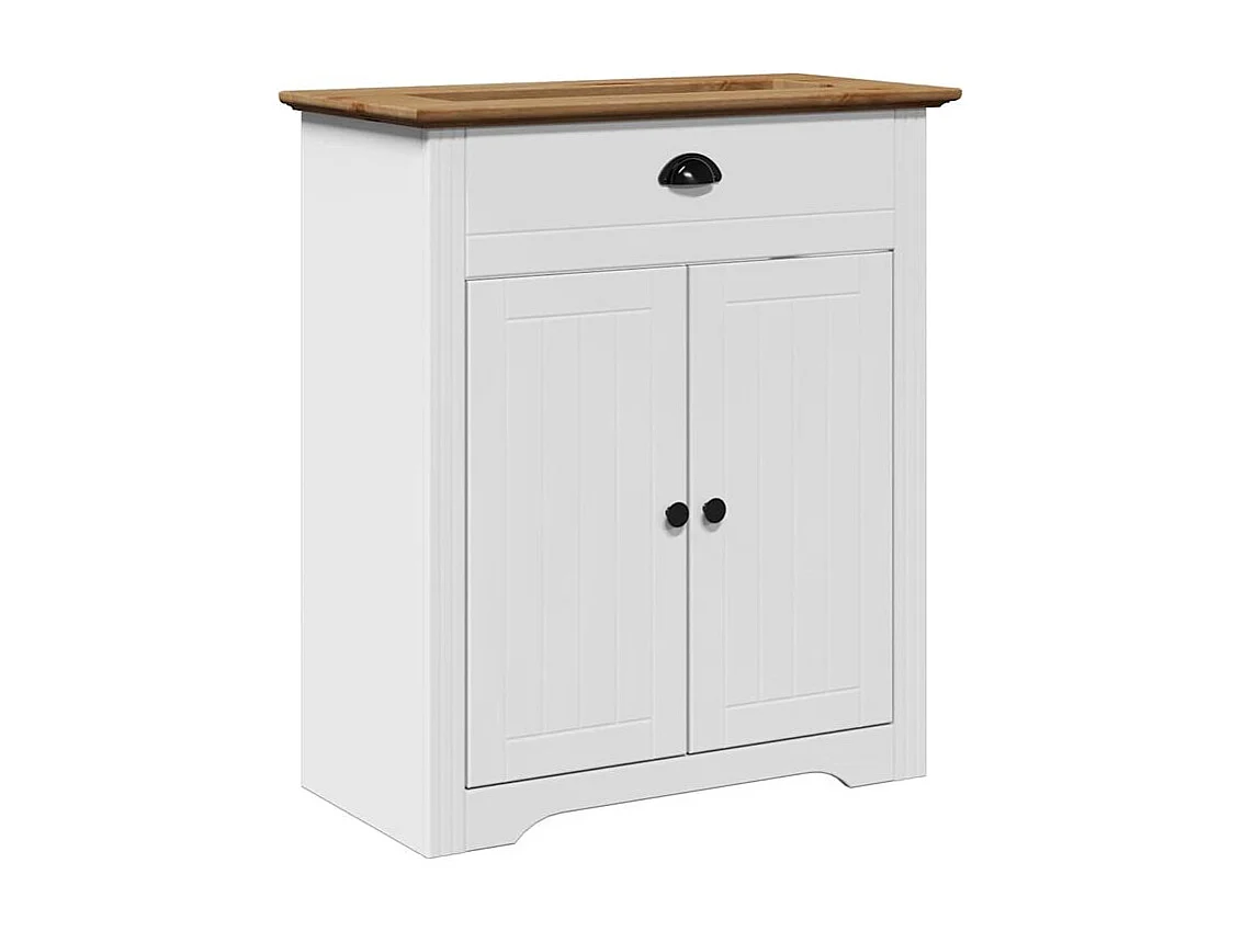 Armoire de lavabo de salle de bain BODO blanc marron 70x35x80