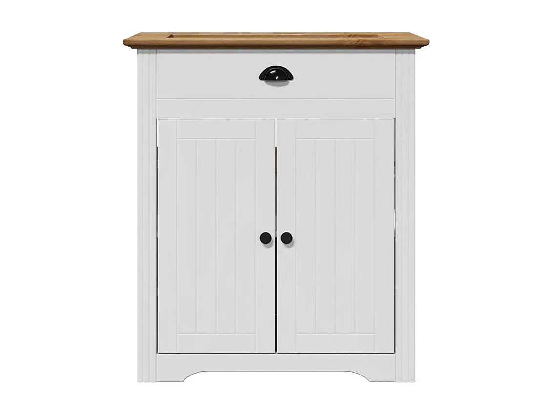 Armoire de lavabo de salle de bain BODO blanc marron 70x35x80