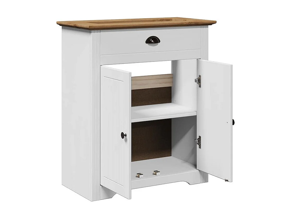 Armoire de lavabo de salle de bain BODO blanc marron 70x35x80