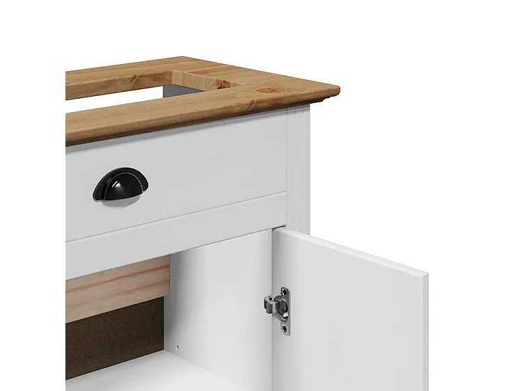 Armoire de lavabo de salle de bain BODO blanc marron 70x35x80