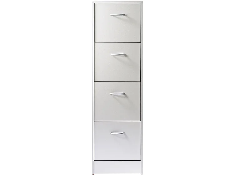 Classeur bureau 4 tiroirs OFFICE 140cm – Meuble vertical pour dossiers suspendus-Gris