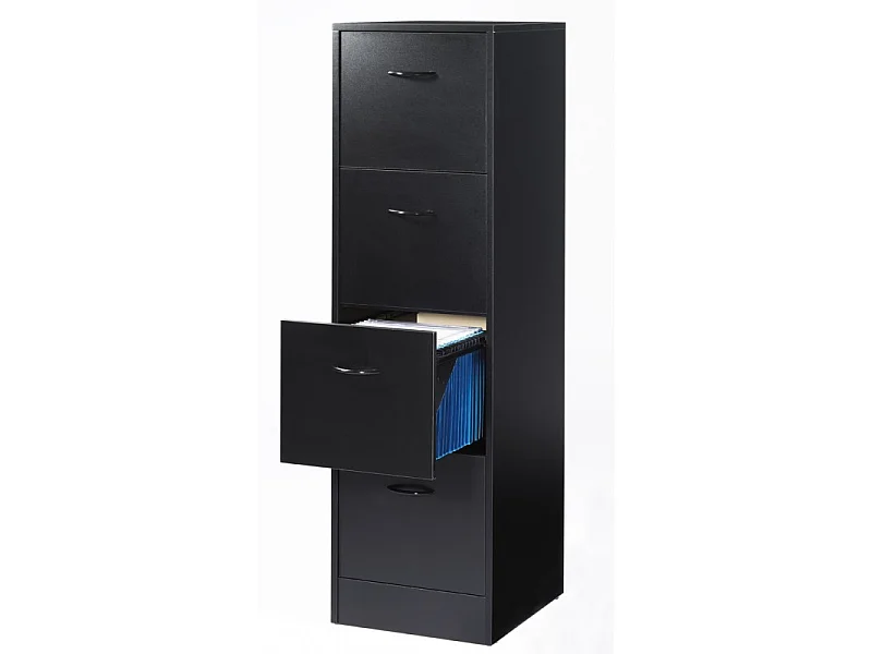 Classeur bureau 4 tiroirs OFFICE 140cm – Meuble vertical pour dossiers suspendus-Gris