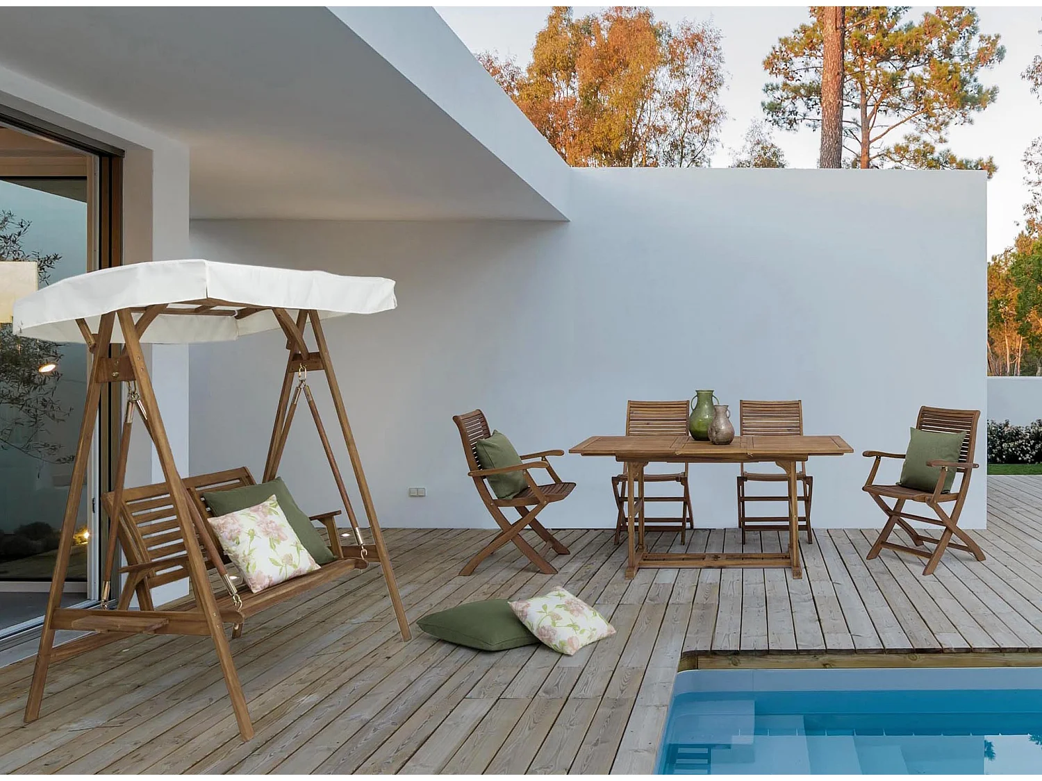 Table rectangulaire d'extérieur à rallonge NOEMI – Bois d’acacia huilé-120 à 160 cm