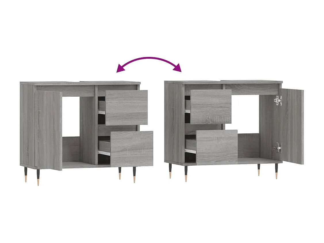 Armoire de bain sonoma gris 65x33x60 bois d'ingénierie