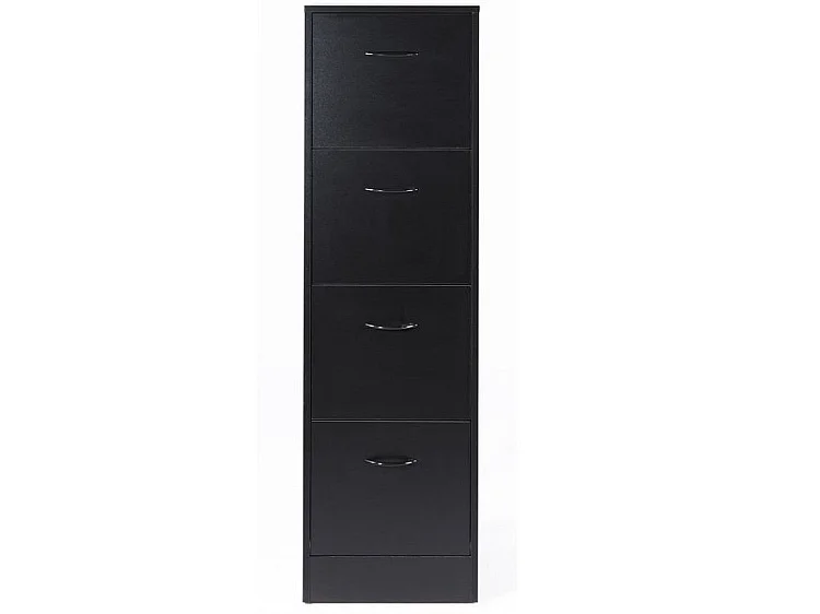 Classeur bureau 4 tiroirs OFFICE 140cm – Meuble vertical pour dossiers suspendus-Noir