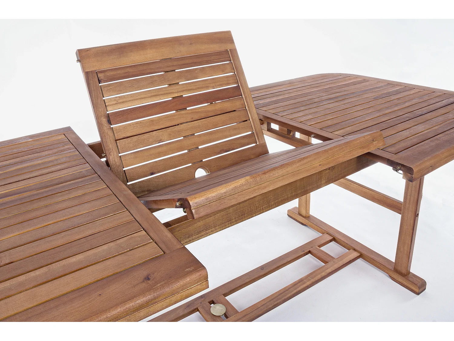 Table rectangulaire d'extérieur à rallonge NOEMI – Bois d’acacia huilé-180 à 240 cm