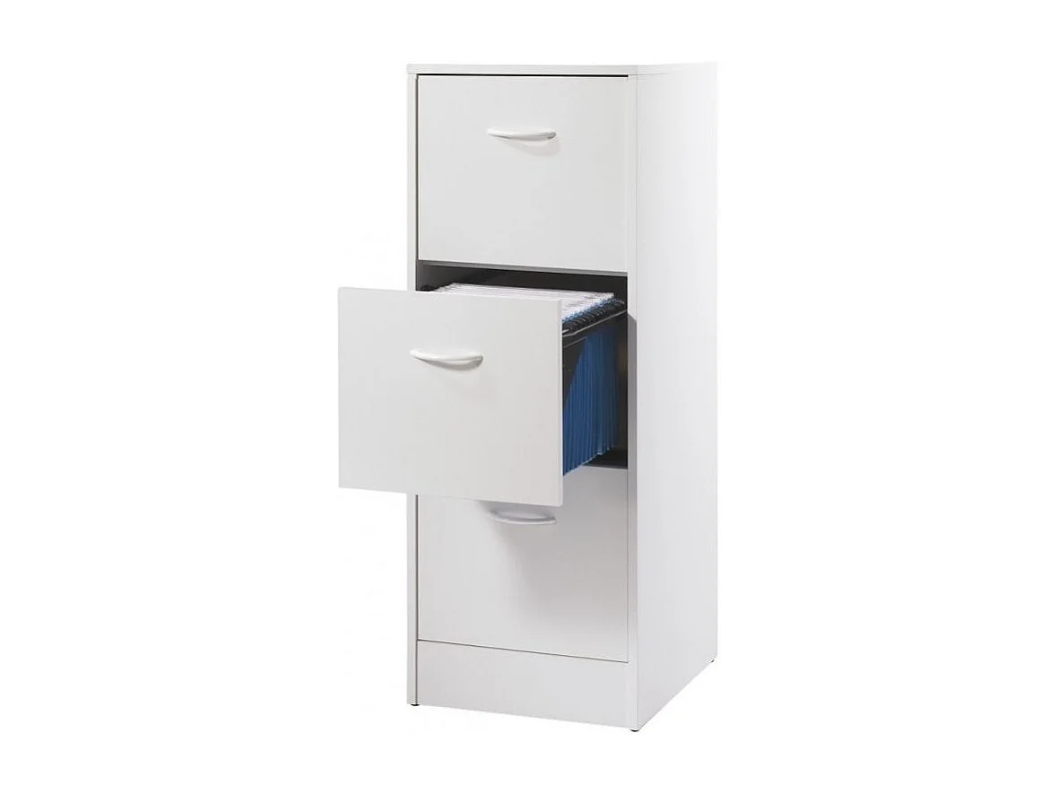 Classeur 3 tiroirs dossiers suspendus blanc Office H109cm