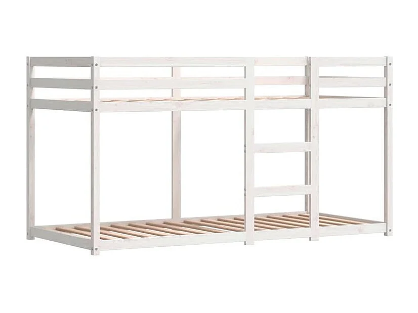 Lit superposé avec rideaux blanc-noir 90x200 bois pin massif