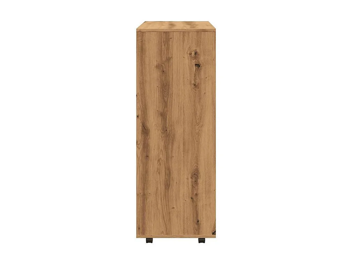 Petite armoire dressing sur roulette 1 penderie 3 étagère 80cm - Collection Event-Marron clair