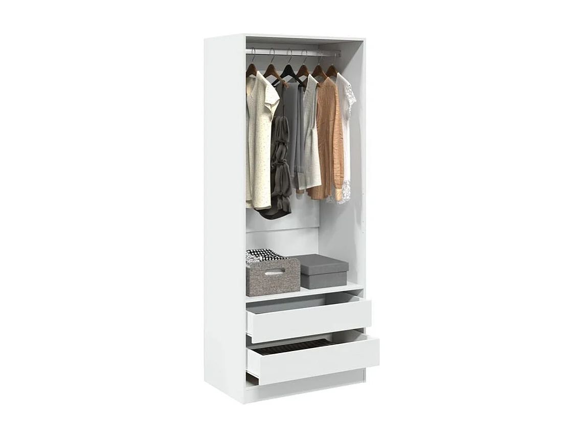Armoire dressing 1 penderie 2 tiroir 80cm - Collection Kodok-Blanc