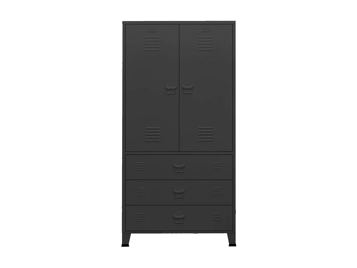 Garde-robe industrielle Noir 90x50x180 Métal