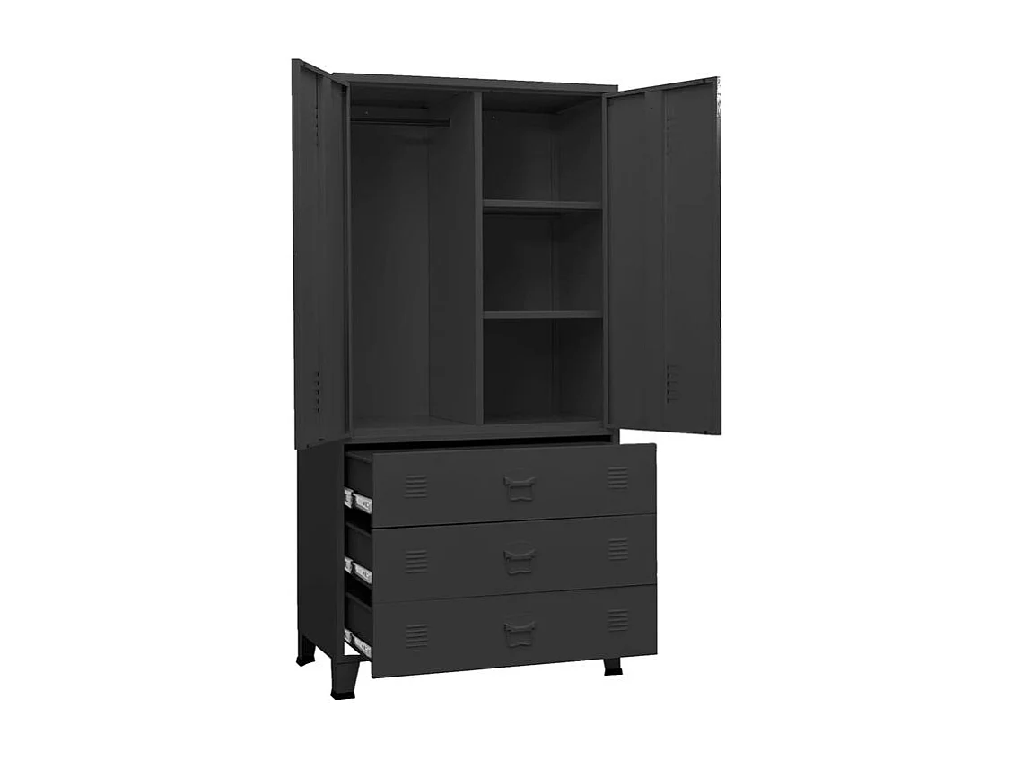 Garde-robe industrielle Noir 90x50x180 Métal