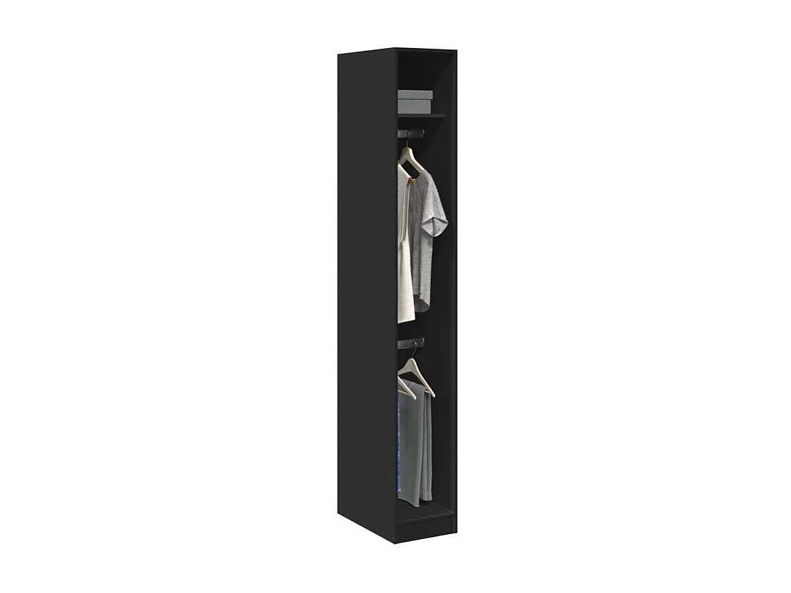 Armoire dressing 2 penderie 1 étagère 30cm - Collection Laker-Noir