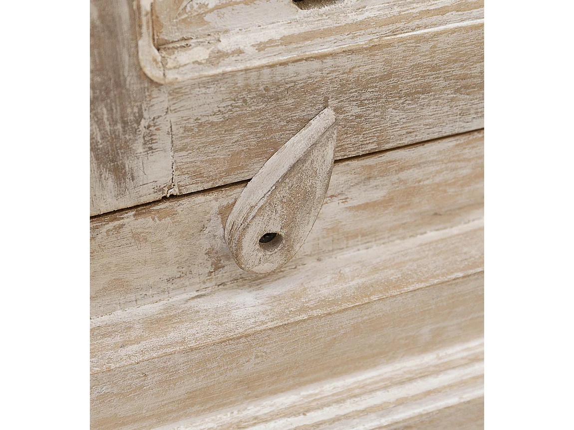 Armoire de salon ALAMBIA – Bois massif de manguier blanchi – 2 portes – 110cm