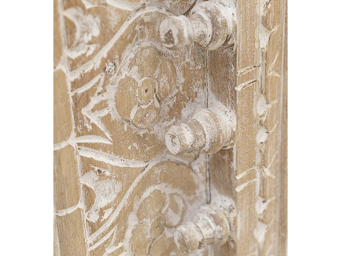 Armoire de salon ALAMBIA – Bois massif de manguier blanchi – 2 portes – 110cm