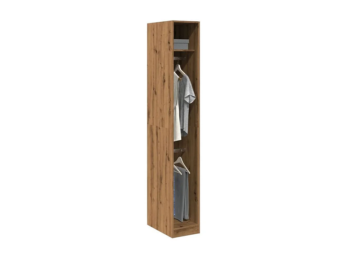 Armoire dressing 2 penderie 1 étagère 30cm - Collection Laker-Marron clair