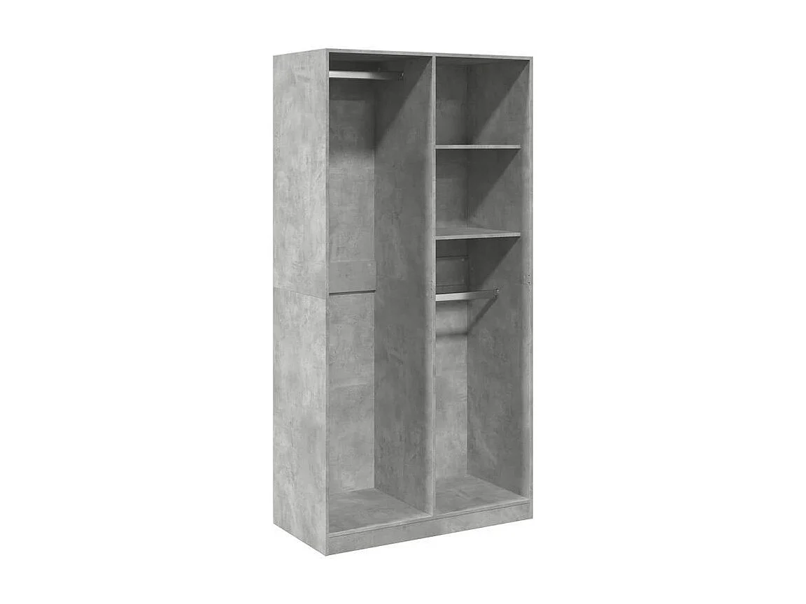 Armoire dressing 2 penderie 2 étagère 100cm - Collection Drazer-Gris béton