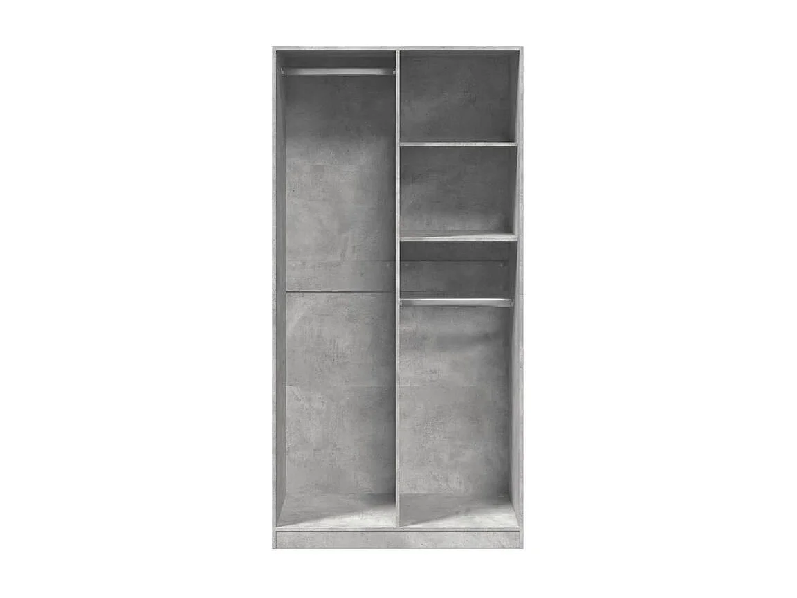 Armoire dressing 2 penderie 2 étagère 100cm - Collection Drazer-Gris béton