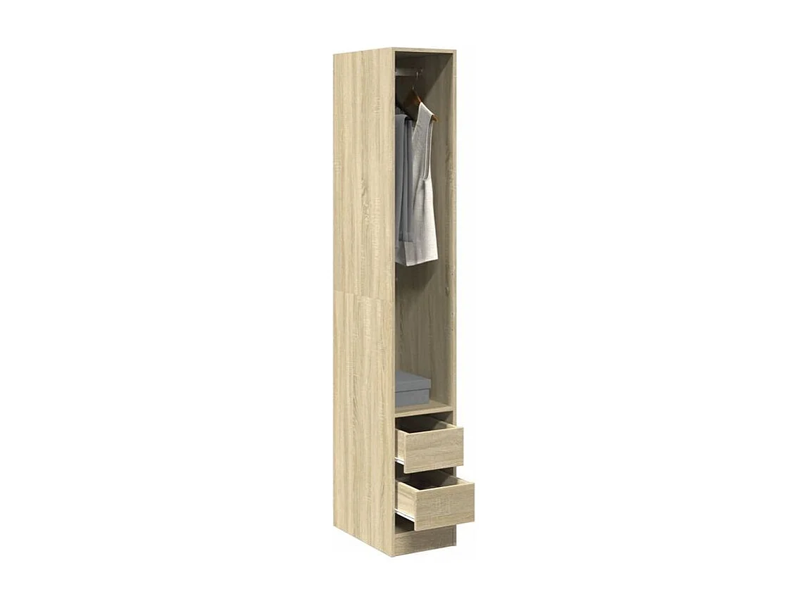 Armoire dressing 1 penderie 2 tiroir 30cm - Collection Kodok-Chêne clair