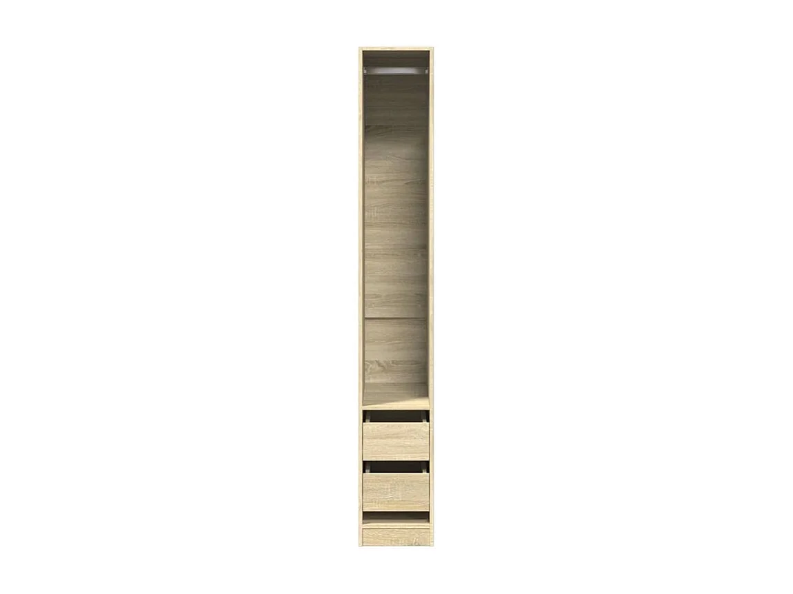 Armoire dressing 1 penderie 2 tiroir 30cm - Collection Kodok-Chêne clair