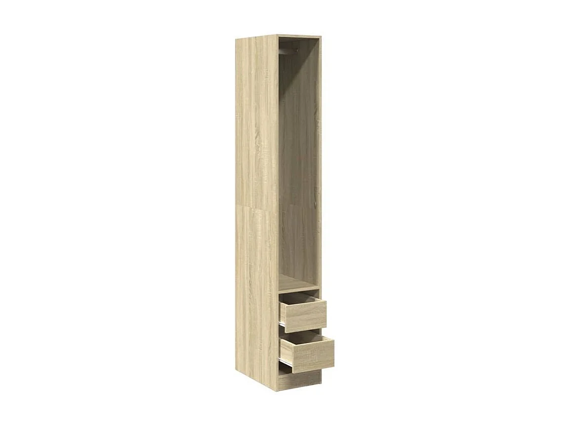 Armoire dressing 1 penderie 2 tiroir 30cm - Collection Kodok-Chêne clair