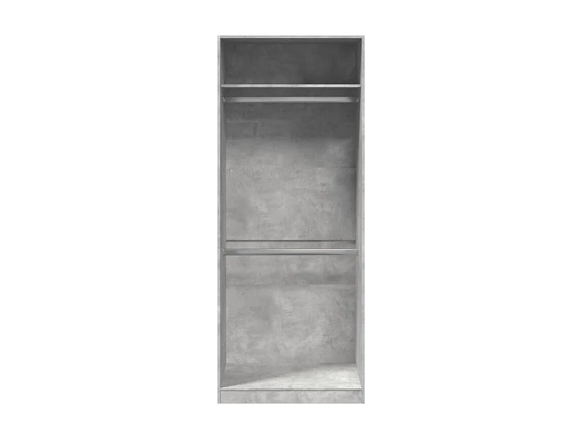 Armoire dressing 2 penderie 1 étagère 80cm - Collection Laker-Gris béton