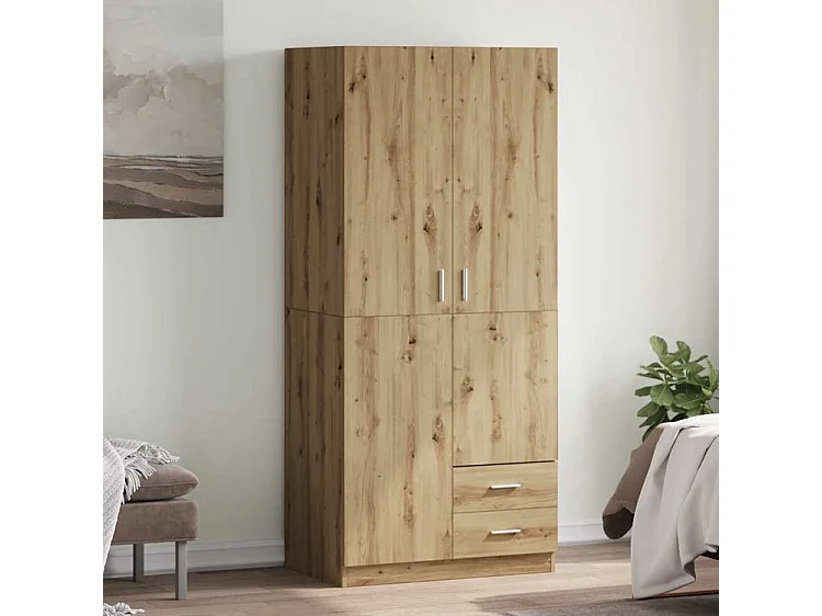 Garde-robe chêne artisanal 80x52x180 bois d'ingénierie