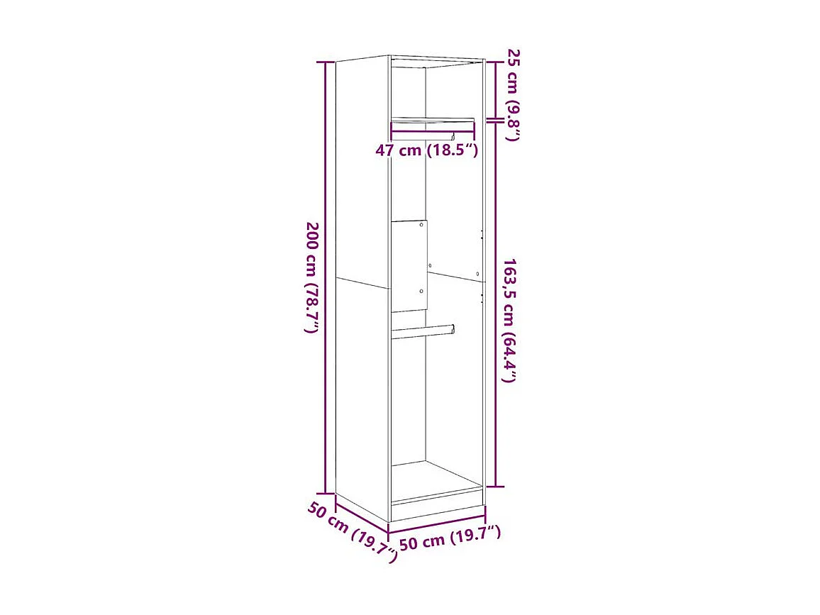 Garde-robe Gris béton 50 x 50x200