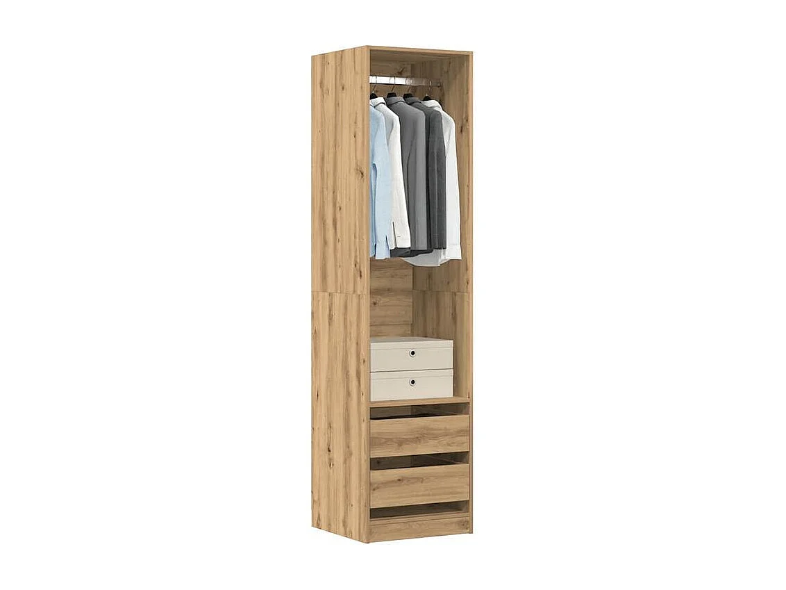 Armoire dressing 1 penderie 2 tiroir 50cm - Collection Kodok-Marron clair