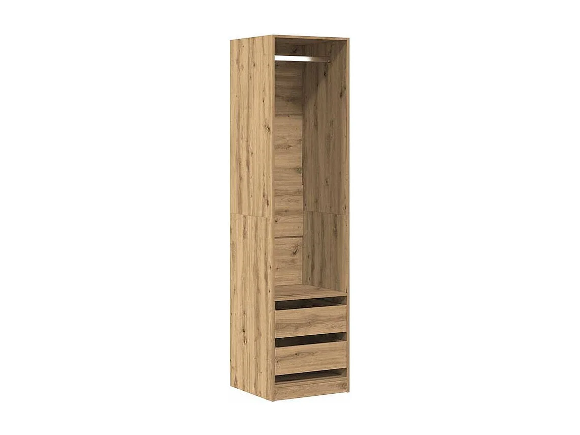 Armoire dressing 1 penderie 2 tiroir 50cm - Collection Kodok-Marron clair