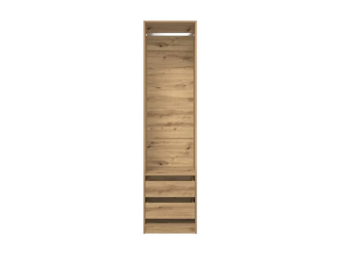 Armoire dressing 1 penderie 2 tiroir 50cm - Collection Kodok-Marron clair