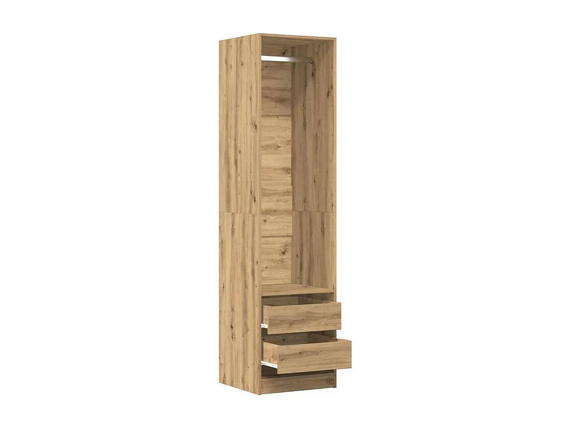 Armoire dressing 1 penderie 2 tiroir 50cm - Collection Kodok-Marron clair